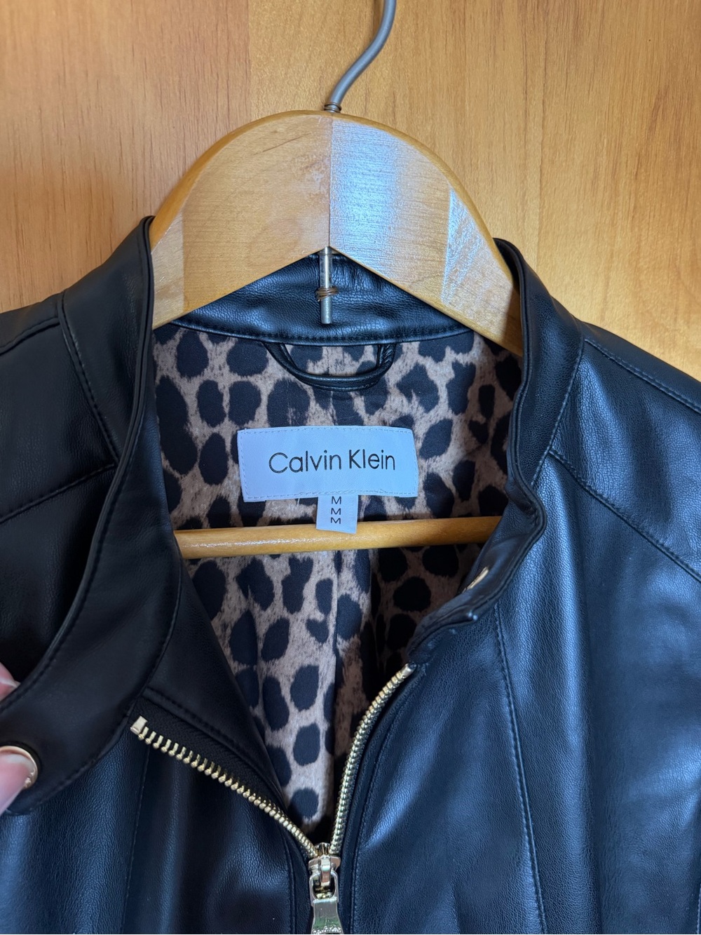 Calvin Klein Black Leather Zip-Front Jacket new with tags - Picture 2 of 4